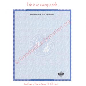 NC Certificate of Title for Vessel (10-13)- Front